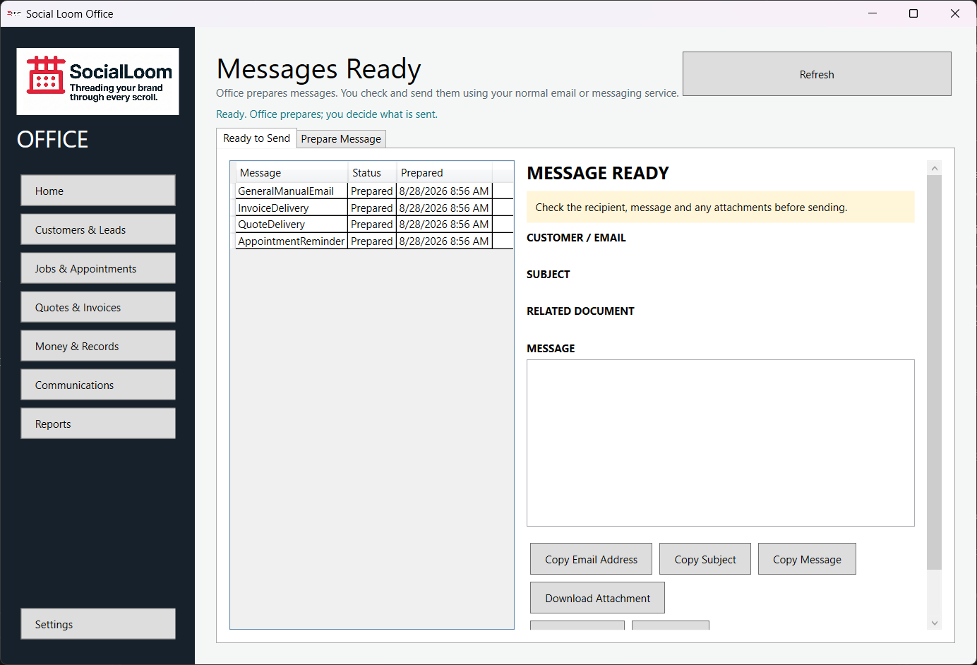 Prepare and mark a communication as sent screenshot 1