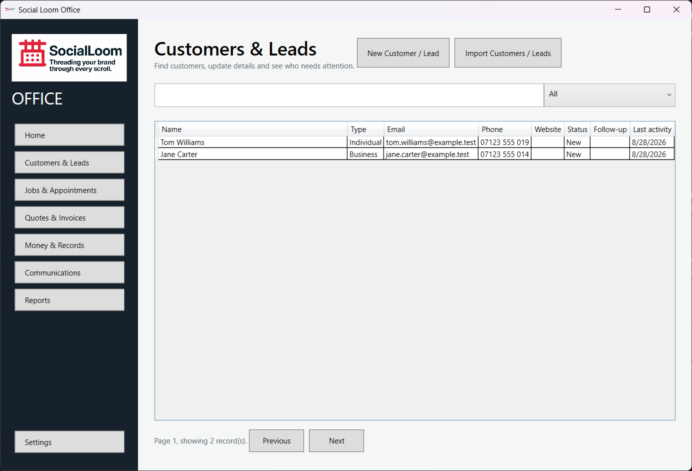 Add and maintain customers screenshot 1