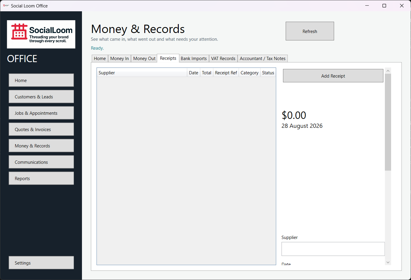 Add and review a receipt screenshot 1