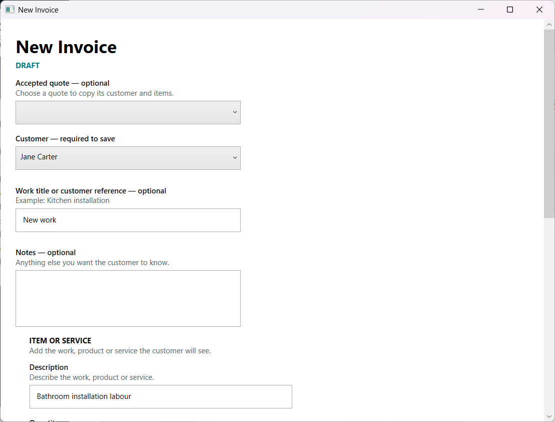 Create, issue and download an invoice screenshot 2