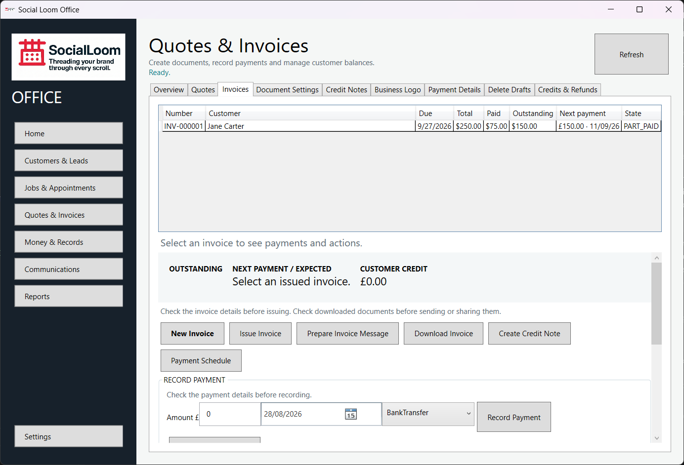 Create, issue and download an invoice screenshot 1