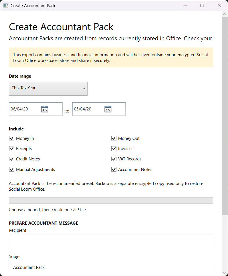 Create an Accountant Pack screenshot 1