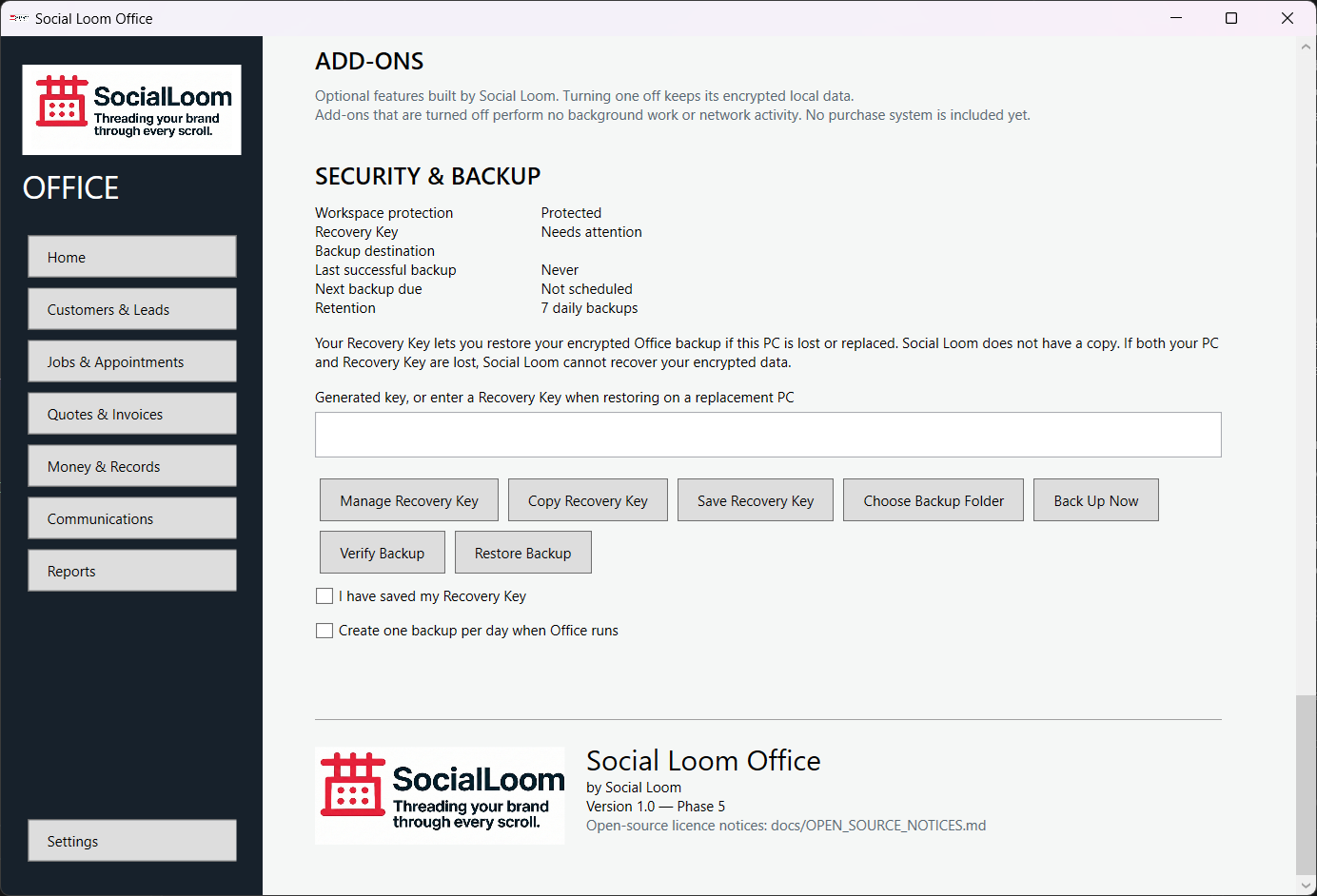 Back up, restore and use a Recovery Key screenshot 1